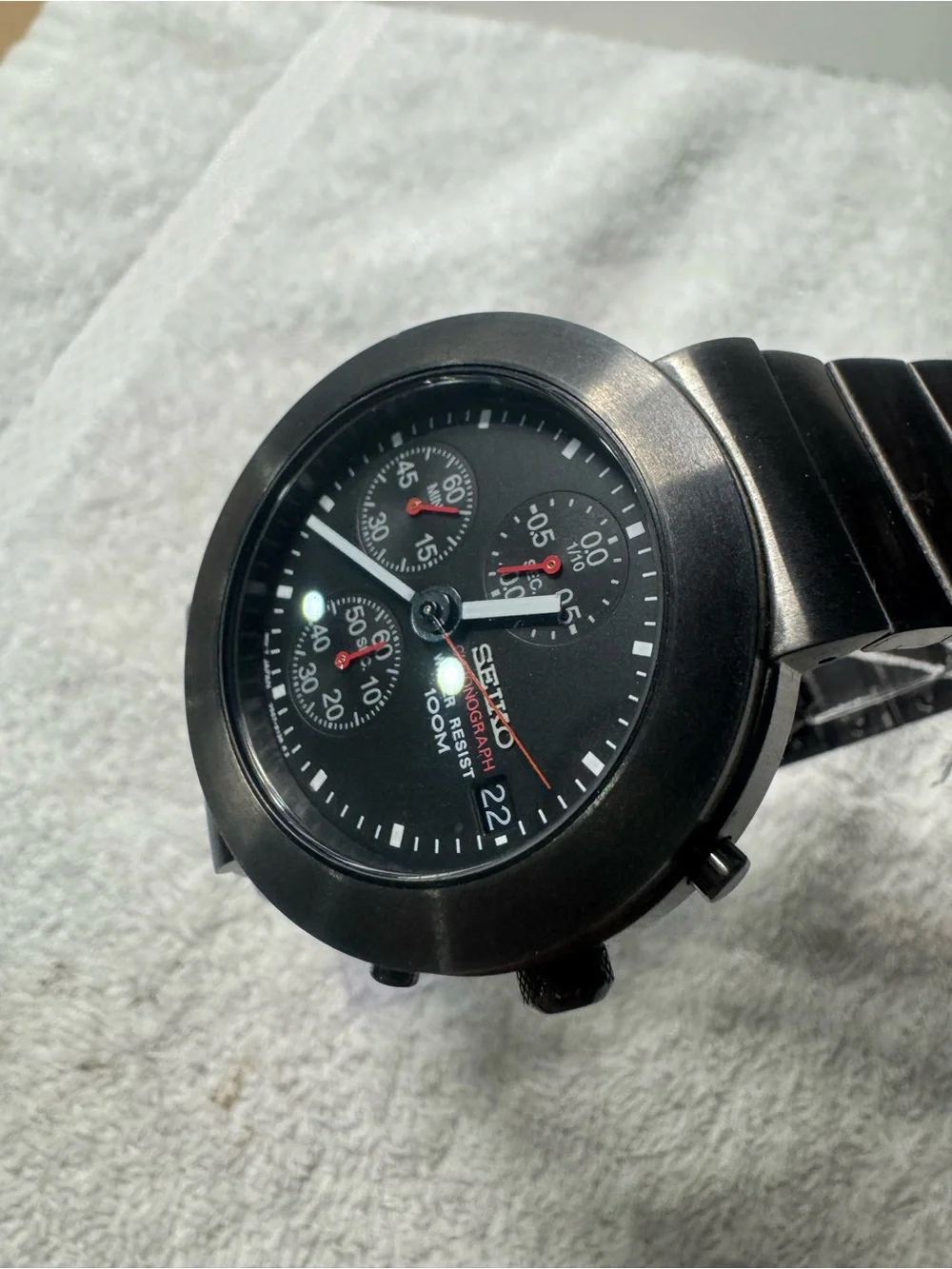 Seiko Black and Red Chronograph Watch